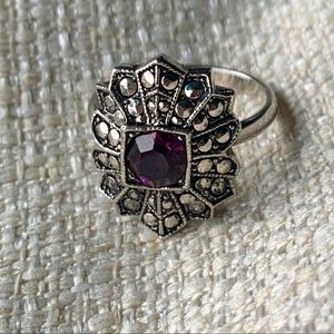 Vintage Avon Faux Marcasite Purple Rhinestone Ring